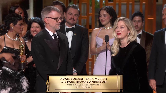 Oscar 2026: discorso di Paul Thomas Andersnel ricevere il premio per miglior film